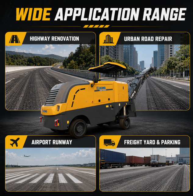 Machine de fraisage à froid XM1005H Largeur 1m Équipement de fraisage routier pour l'entretien des routes