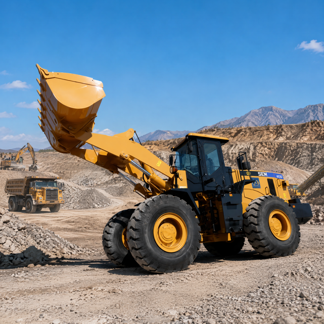 Chargeuse sur pneus pour travaux lourds, conception sûre, chargeuse frontale facile d'entretien pour travaux de construction et d'exploitation minière