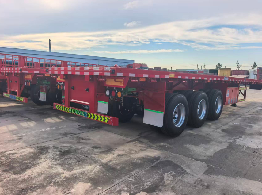Fabrique personnalisée 12,5 mètres 3 essieux poutre droite plat-étage semi-remorque conteneur lourd-duty remorque de transport de marchandises à vendre
