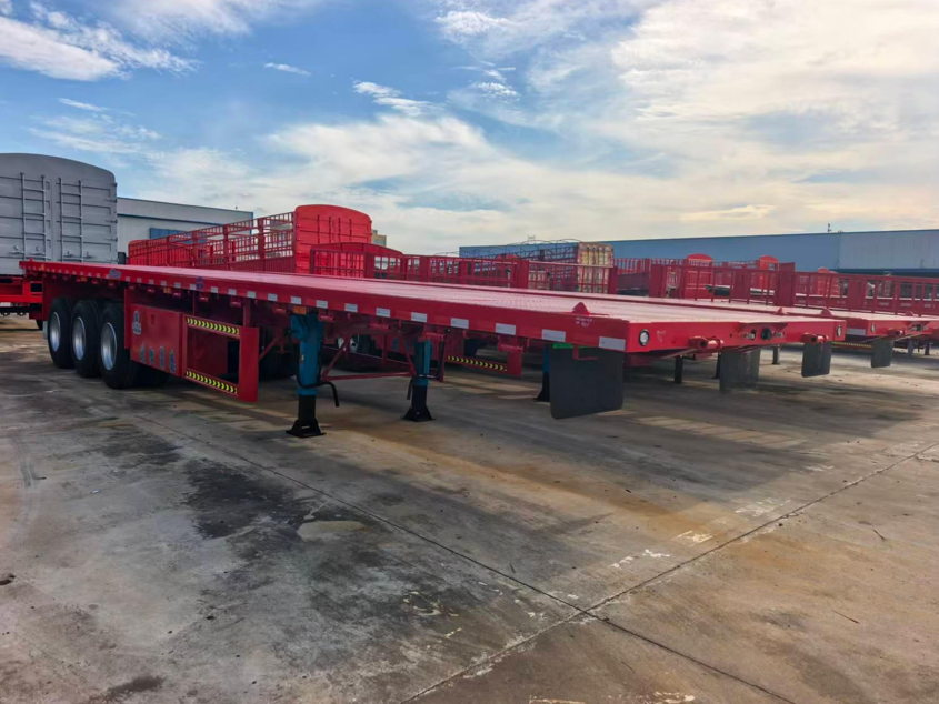 Fabrique personnalisée 12,5 mètres 3 essieux poutre droite plat-étage semi-remorque conteneur lourd-duty remorque de transport de marchandises à vendre