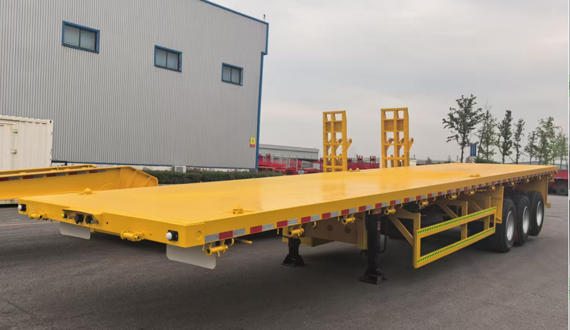 Fabrique personnalisée 12,5 mètres 3 essieux poutre droite plat-étage semi-remorque conteneur lourd-duty remorque de transport de marchandises à vendre